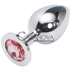 Основное фото Анальная пробка Jewelery Butt Plug Large серебристая с розовым 9 см