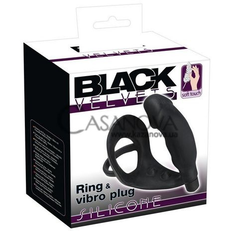 Основне фото Віброкільце Black Velvets Ring & Vibro Plug 11,2 см