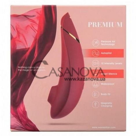 Основное фото Вакуумный стимулятор Womanizer Premium красный 15,5 см