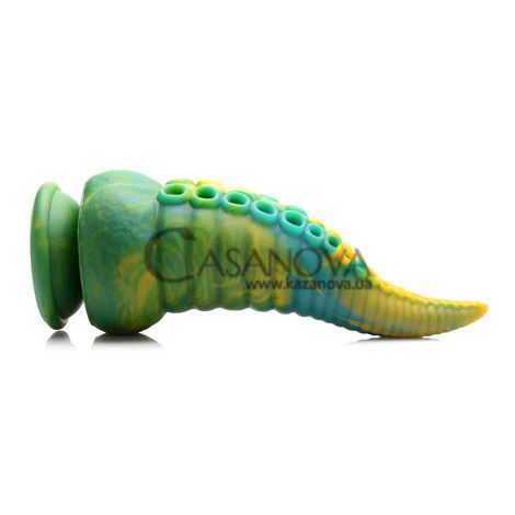 Основное фото Фаллоимитатор Creature Cocks Monstropus Tentacled Silicone Dildo в виде щупальца осьминога зелёный с жёлтым 21,1 см
