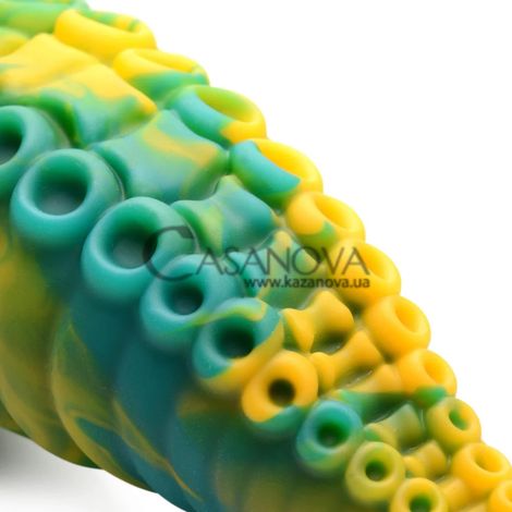 Основное фото Фаллоимитатор Creature Cocks Monstropus Tentacled Silicone Dildo в виде щупальца осьминога зелёный с жёлтым 21,1 см