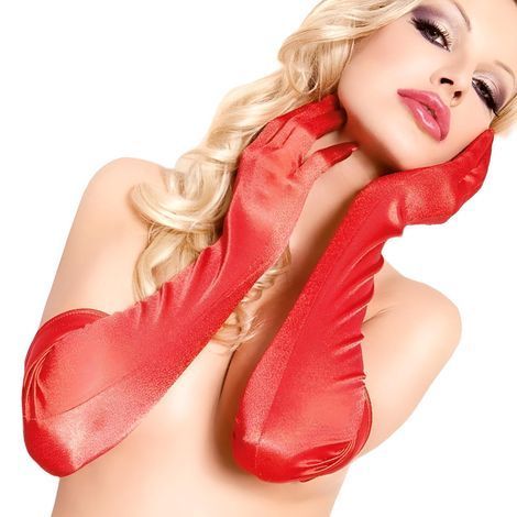 Основное фото Перчатки SoftLine Satin Gloves 7702 длинные красные