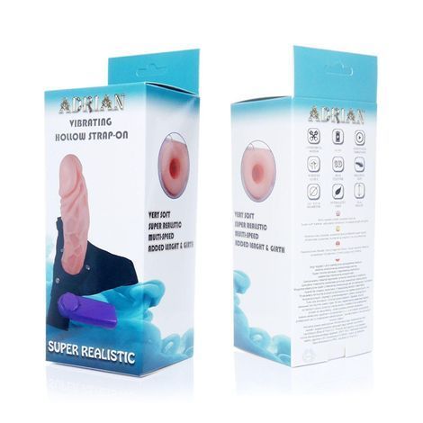 Основное фото Полый страпон с вибрацией Boss Series Adrian Vibrating Hollow Strap-on телесный 16 см