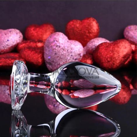 Основное фото Стеклянная анальная пробка A&E Red Heart Gem L прозрачная 9,6 см