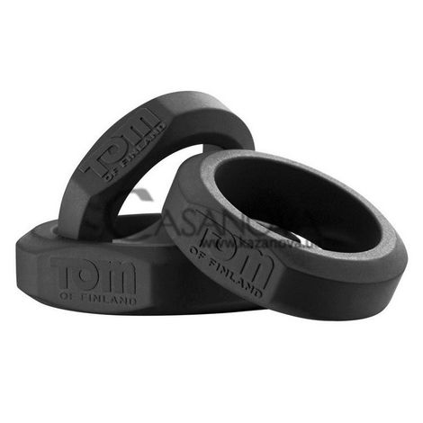 Основное фото Эрекционные кольца Tom of Finland 3 Piece Silicone Cock Ring Set чёрные