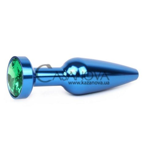 Основне фото Анальна пробка Anal Jewelry Plugs XBLU-07 синя із зеленим кристалом 11,3 см