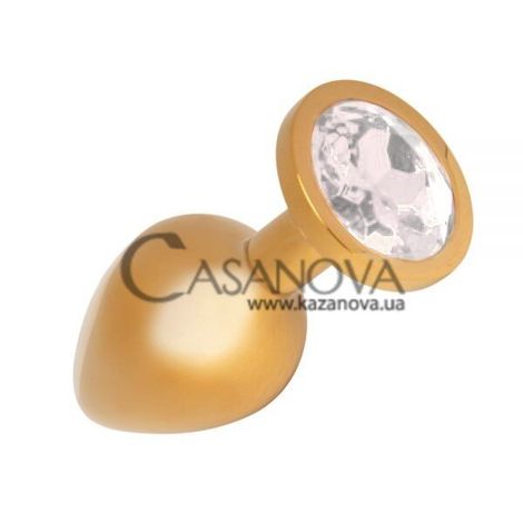 Основне фото Анальна пробка Seamless Gold Metal Diamond S золотиста з білим 7,5 см