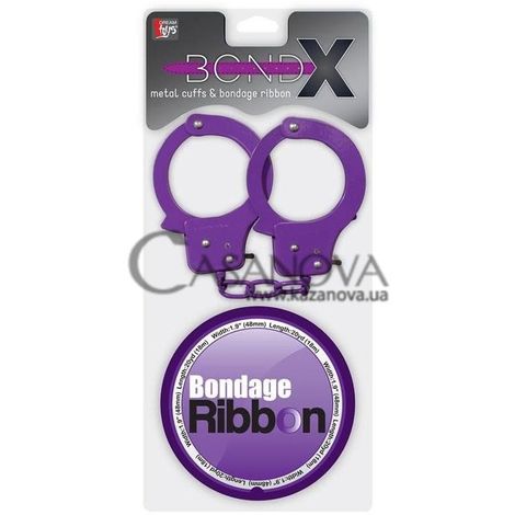 Основное фото Набор для бондажа BondX Metal Cuffs & Bondage Ribbon фиолетовый