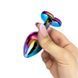 Додаткове фото Анальна пробка EGZO Multicolor Heart Plug M різнокольорова з бірюзовим кристалом 8,2 см