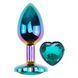 Додаткове фото Анальна пробка EGZO Multicolor Heart Plug M різнокольорова з бірюзовим кристалом 8,2 см