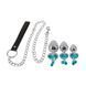 Додаткове фото Набір анальних металевих пробок з ремінцем You2Toys Butt Plug Set with a Leash сріблястий з блакитними кристалами