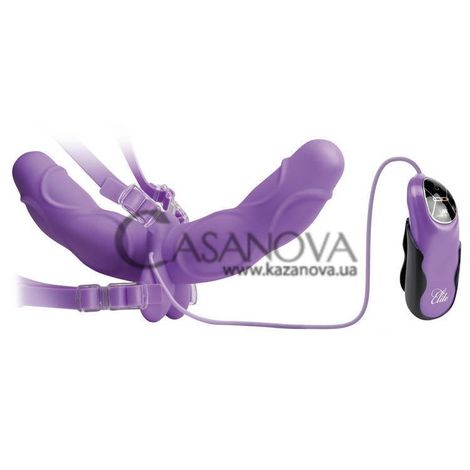 Основное фото Двухсторонний вибрострапон Vibrating Double Delight Strap-On фиолетовый 12,7 см