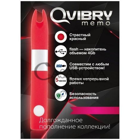 Основное фото Вибратор-флешка Qvibry Mini Vibe красный 12 см