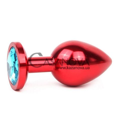 Основное фото Анальная пробка Anal Jewelry Plugs Large красная с голубым кристаллом 9,3 см
