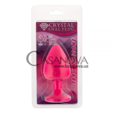 Основне фото Анальна пробка Crystal Anal Plug L рожева з прозорим кристалом 9 см