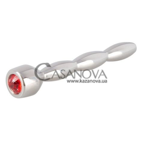 Основне фото Уретральний буж Penis Plug Jewellery Pin сріблястий із червоним 7,1 см