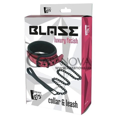 Основное фото Ошейник с поводком Blaze Luxury Fetish Collar & Leash чёрно-розовый