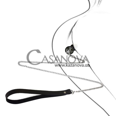 Основное фото Анальная пробка с поводком Art Of Sex Silicone Anal Plug With Leash L чёрная с прозрачным кристаллом 8 см