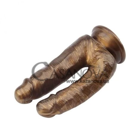 Основне фото Подвійний фалоімітатор на присосці Dark Muscle Dick Cumming золотистий 18 см