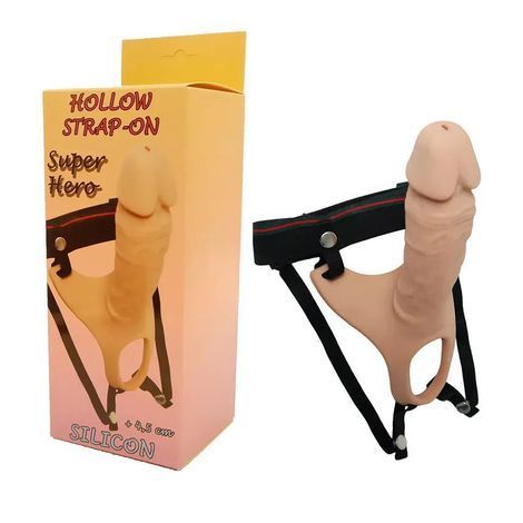 Основное фото Полый страпон Boss Series Hollow Strap-on Super Hero телесный 16,5 см