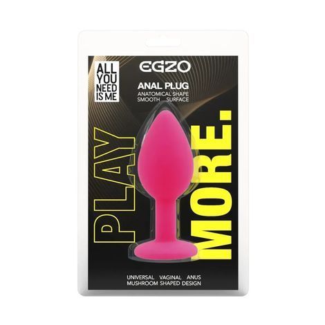 Основне фото Силіконова анальна пробка EGZO Silicone Pink Round Plug S рожева з малиновим кристалом 7 см