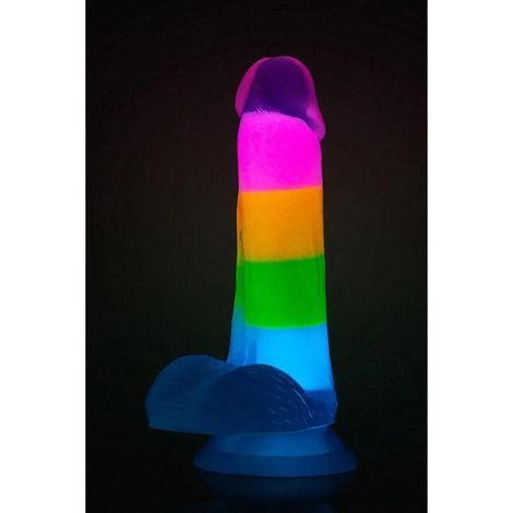 Основное фото Светящийся в темноте фаллоимитатор Blush Neo Elite Rainbow Rave разноцветный 16,5 см