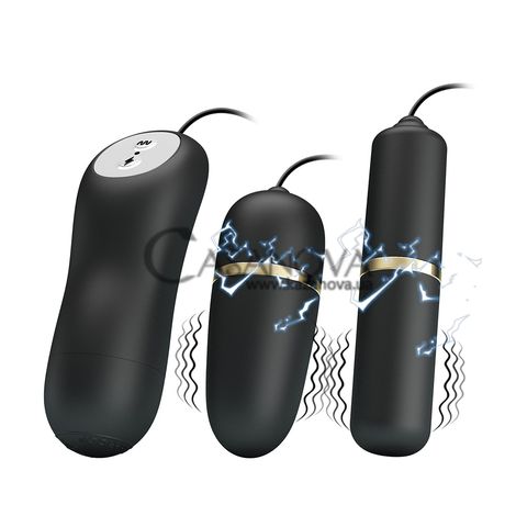 Основне фото Віброяйце з електростимуляцією Lybaile Pretty Love Double Vibro-Bullets чорне 6,5 см