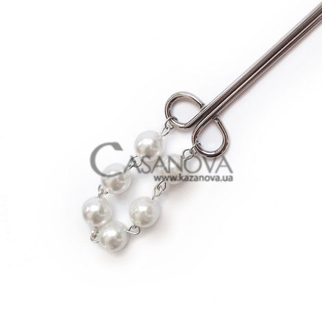 Основне фото Затискач для клітора Art Of Sex Clit Clamp Royal Pearls сріблястий з білим