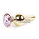 Додаткове фото Анальна пробка Plug-Jewellery Butt Plug BS6400063 золотистий з рожевим каменем 9,5 см.