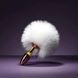 Дополнительное фото Анальная пробка Upko Rabbit Fur Bunny Tail с белым хвостиком золотистая 16 см