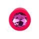 Додаткове фото Силіконова анальна пробка EGZO Silicone Pink Round Plug S рожева з малиновим кристалом 7 см
