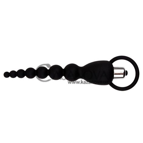 Основное фото Анальная цепочка с кольцом и вибрацией Elite Power Beads, чёрная 19,5 см