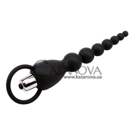 Основное фото Анальная цепочка с кольцом и вибрацией Elite Power Beads, чёрная 19,5 см