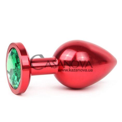 Основне фото Анальна пробка Anal Jewelry Plugs Large червона з зеленим кристалом 9,3 см