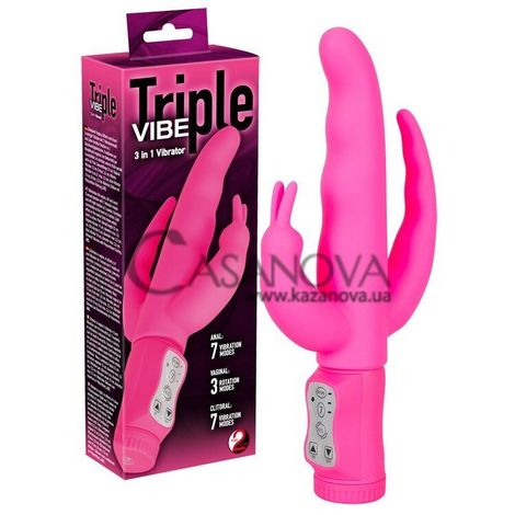 Основное фото Анально-вагинальный вибратор Triple Vibe розовый 23 см