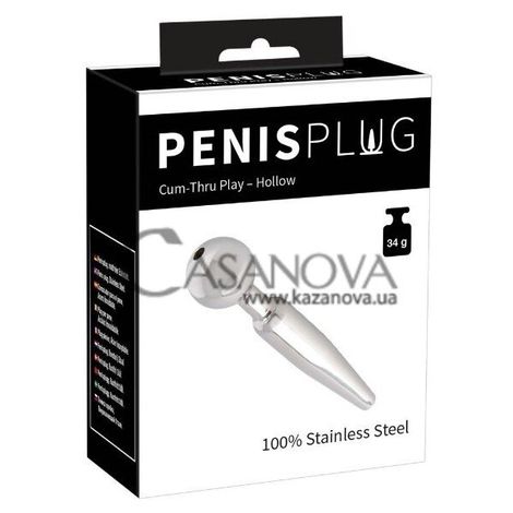Основное фото Полый уретральный буж Penis Plug Cum-Thru Play - Hollow серебристый 6,7 см