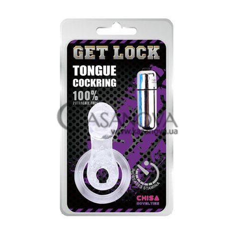 Основное фото Эрекционное кольцо с вибрацией Get Lock Tongue Cockring прозрачное