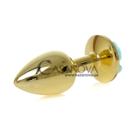 Основне фото Анальна пробка Boss Series Plug Jewellery Gold BS6400126 золотиста з блакитною трояндою 7 см