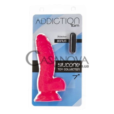Основное фото Фаллоимитатор на присоске с вибропулей Addiction Tom 7″ Silicone Toy Collection розовый 17,8 см