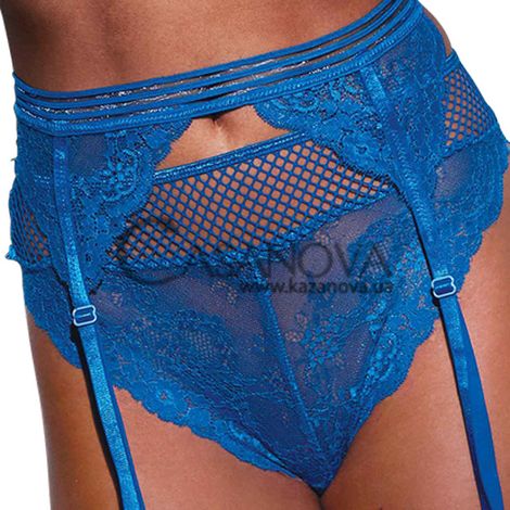 Основное фото Комплект белья Baci 3pc Lace & Mesh Bra Garter & Panty Set синий