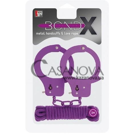 Основне фото Набір для бондажу BondX Metal Handcuffs & Love Rope фіолетовий