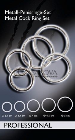 Основне фото Набір із 5 ерекційних кілець Bad Kitty Professional Metal Cock Ring Set сріблястий