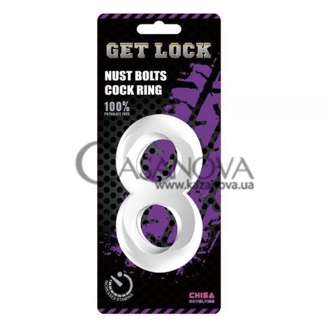 Основное фото Эрекционное кольцо Get Lock Duo Cock 8 Ball Ring прозрачное 2,6 см