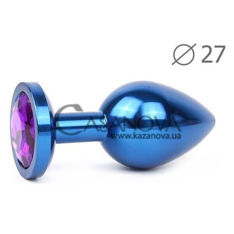 Основное фото Анальная пробка Anal Jewelry Plug Small синяя с фиолетовым кристаллом 7 см