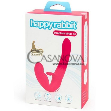 Основне фото Безремінний страпон Happy Rabbit Strapless Strap-On рожевий 20,3 см