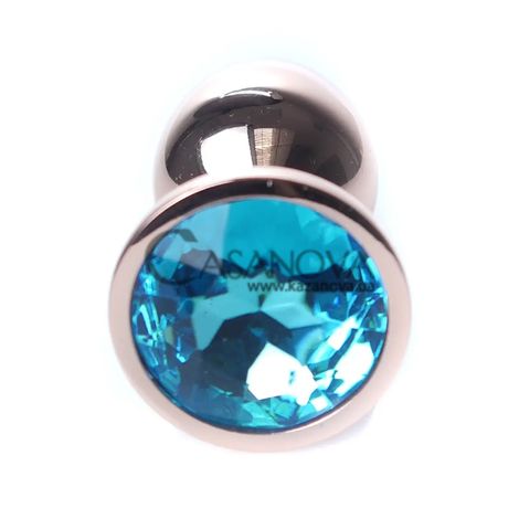 Основне фото Анальна пробка Boss Series Jewellery S BS64113 золотиста з блакитним кристалом 7 см