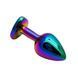 Дополнительное фото Анальная пробка EGZO Multicolor Heart Plug S разноцветная с зелёным кристаллом 7 см