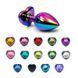 Дополнительное фото Анальная пробка EGZO Multicolor Heart Plug S разноцветная с зелёным кристаллом 7 см