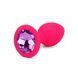 Додаткове фото Силіконова анальна пробка EGZO Silicone Pink Round Plug S рожева з фіолетовим кристалом 7 см