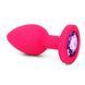 Додаткове фото Силіконова анальна пробка EGZO Silicone Pink Round Plug S рожева з фіолетовим кристалом 7 см